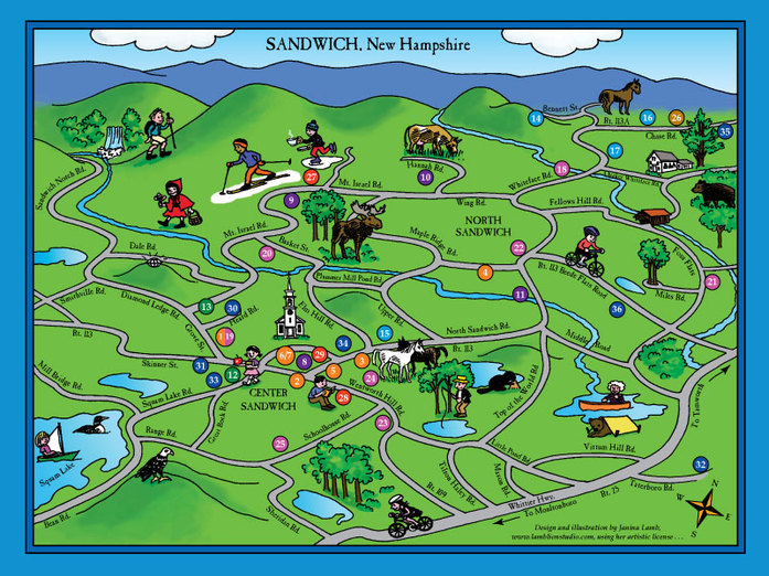 Sandwich, NH cartoon map